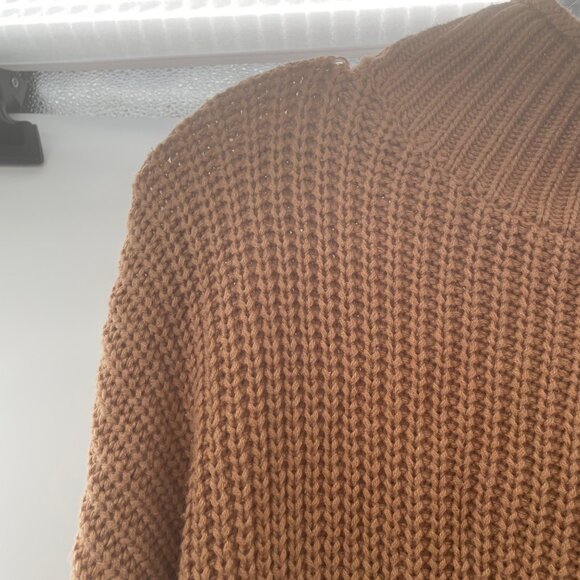 Abercrombie & Fitch Women's Knit Pullover Sweater Mock Neck Tan Size Large - Picture 5 of 9